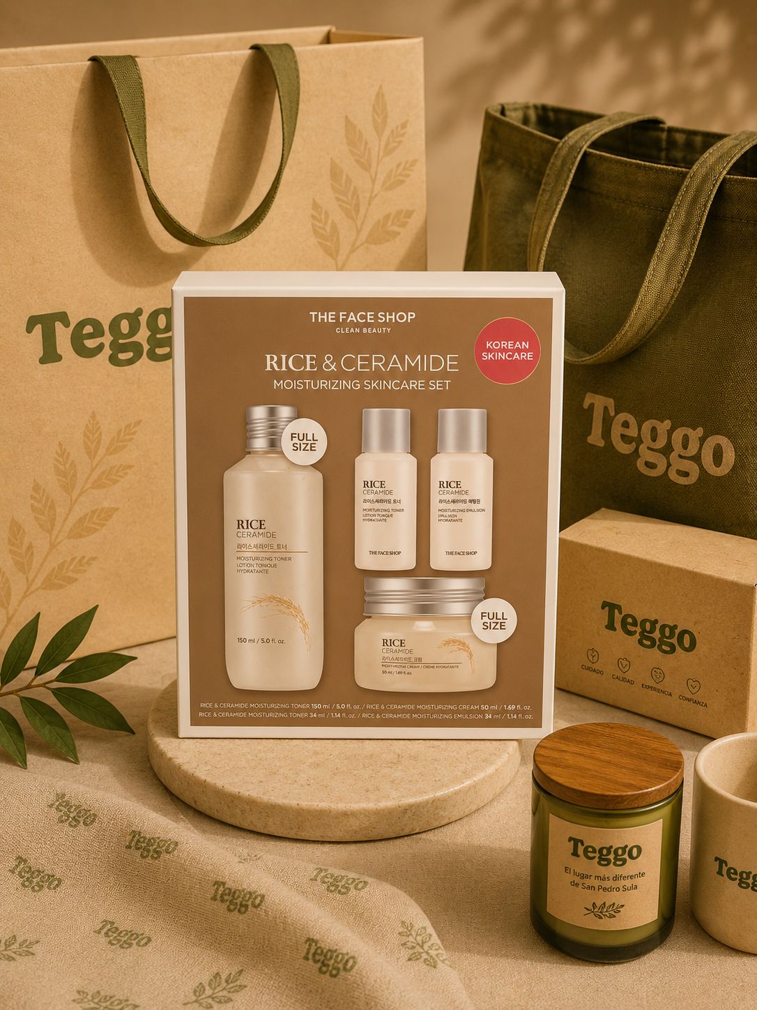 Set Facial Coreano THE FACE SHOP Rice &amp; Ceramide – 4 piezas